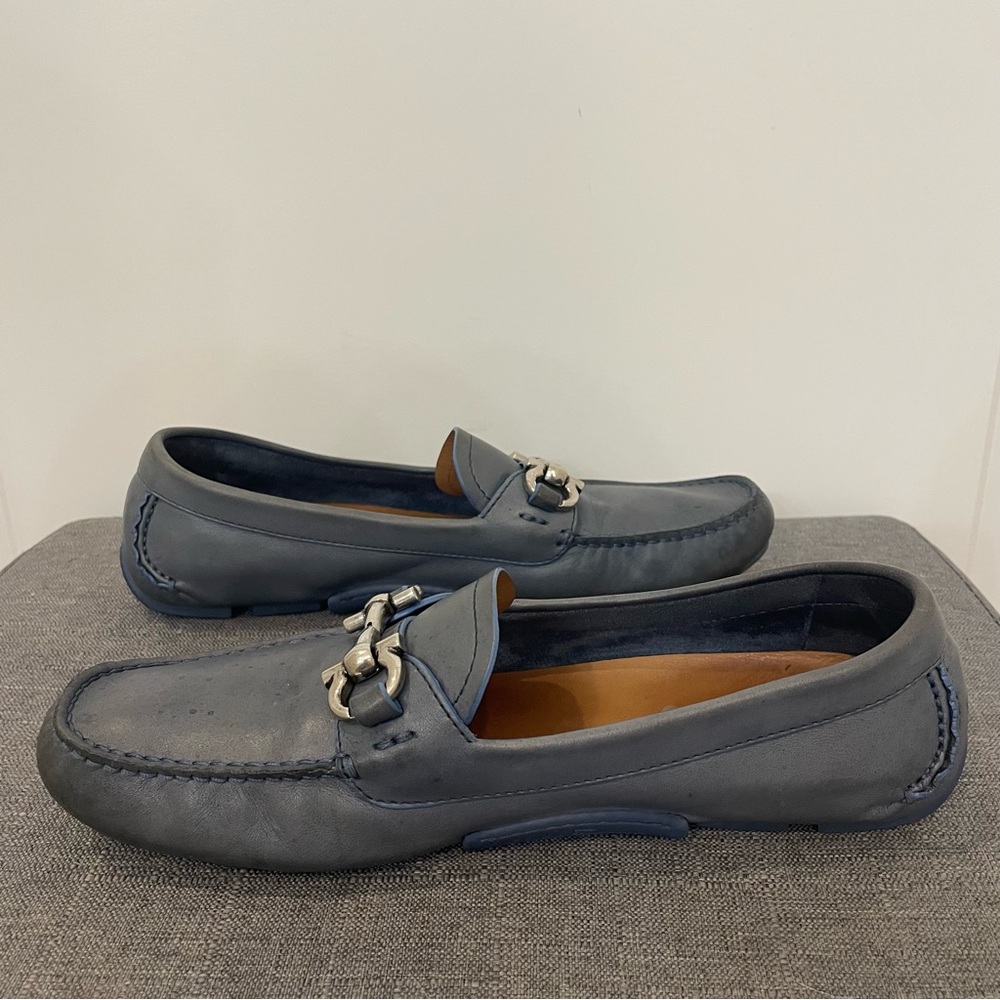 SALVATORE FERRAGAMO Women’s Horsebit Loafers - Storm Blue Size 8.5 - Picture 10 of 13